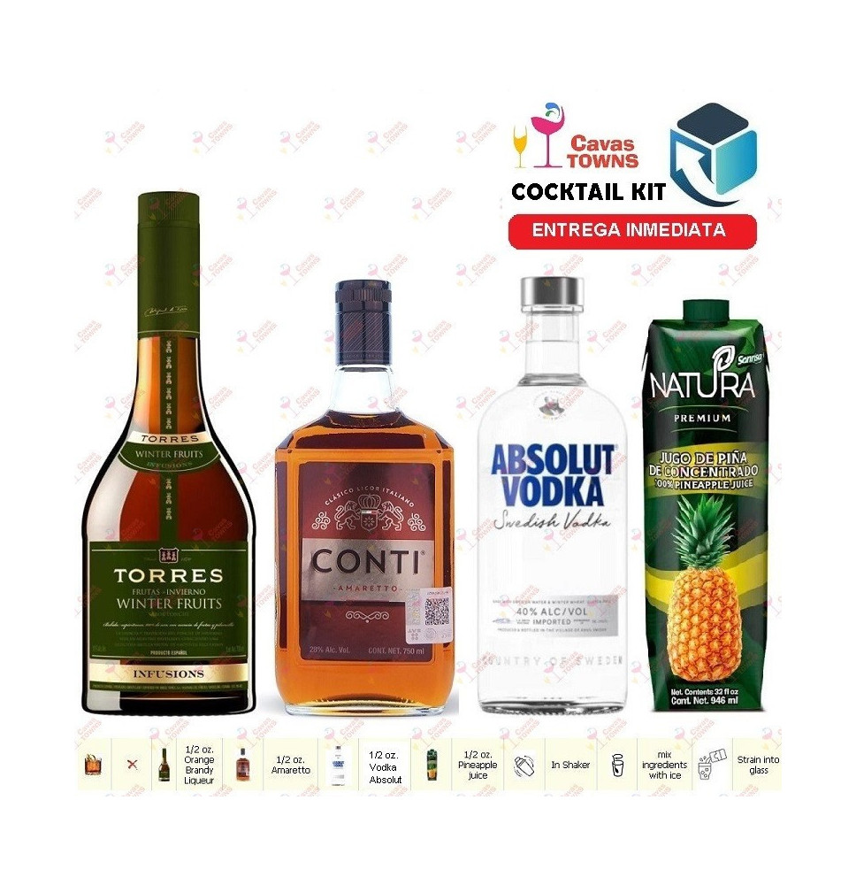 Vodka Absolut Cocktail Kit Sunset Strip - 2 Receta Recipe - Cavas Towns